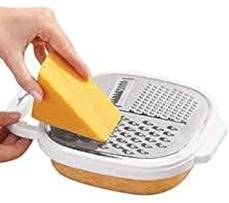 3 - in - 1 Cheese Grater with Storage Container, 3 Blades, Non - Stick Coating, Fruit & Vegetable Slicer Peeler - 1Pc - MEGACART