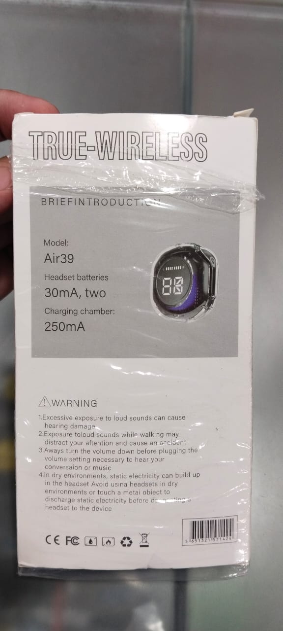 Air 39 Wireless Earbuds | Bluetooth 5.3 | Digital Display | Stereo Sound | Portable Charging Case | Random Color - MEGACART