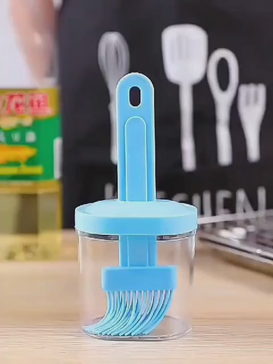 Oil Bottle with Silicone Brush – Durable Kitchen Tool for Easy Cooking and Baking Use.( Random Color)