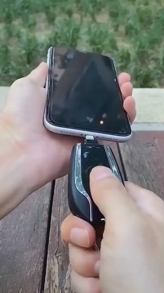 Portable Keychain Power Bank With Telescopic Plug Design And One Button Shrink Feature For iPhone - Without Cable | (Random Colour)